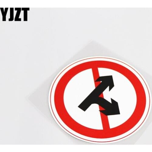 YJZT 12CM*12CM Fun Waterproof Car Sticker Prohibit Straight Or Right Turn PVC Decal 13-0136