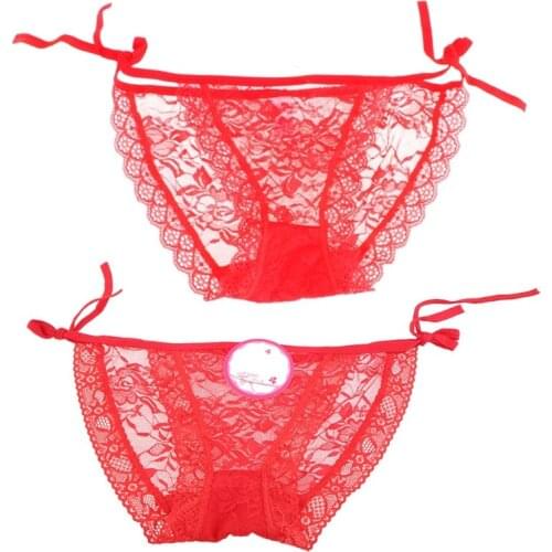 Womens Sexy Tie Side Bowknot Lace Thongs Panties Adjustable G-string Underwear