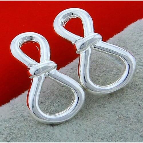 AGTEFFER New 925 Sterling Silver Figure 8 Earrings Womens Fashion Charm Wedding Engagement Party Jewelry Gift