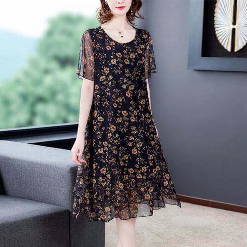 Woman Dress Summer Womens New Loose Floral Gauzy Chiffon Dress Summer Dress Vestido De Mujer