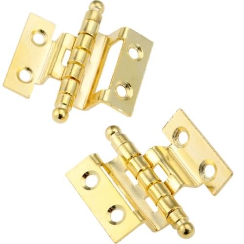 2Pcs Gold Furniture Decorative Hinges Cabinet Door Luggage Crown Hinge 8 Holes Decor For Vintage Wooden Jewelry Box 40mm