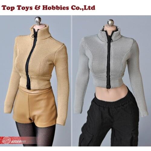 1/6 Female Long Sleeve Top PH Stretch Zipper Tights For 12 inch Figure Body Toys Model