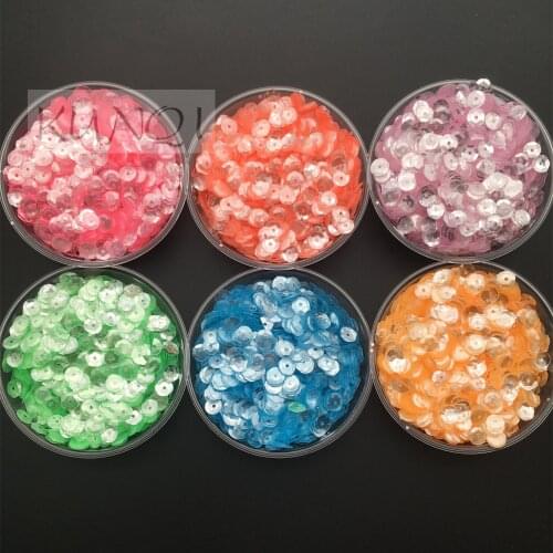 10g 6mm Cup Round PET Loose Sequins Paillette Sewing Wedding Craft,Women Kids DIY Garment Accessory Crystal Transparent