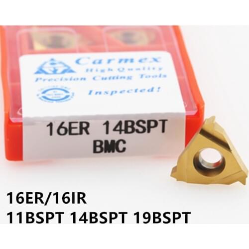 10 Pcs 16ER 16IR 11BSPT 14BSPT 19BSPT BMC External Thread Carbide Insert CNC Lathe Turning Machining Stainless Steel