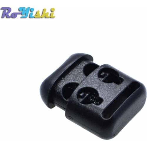 10pcs/pack 2 Hole Cord Locks Toggle Clip Buckle Rope Cord Lock Stopper Black