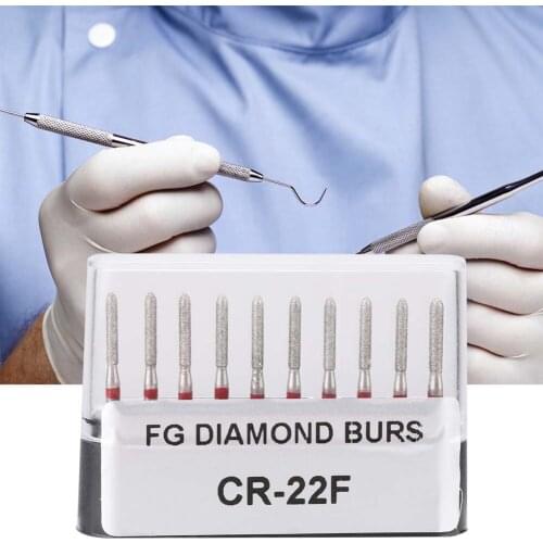 10pcs CR-22F Dentistry Stainless Steel 1.6mm Round Handle Dental Diamond Burs Drills