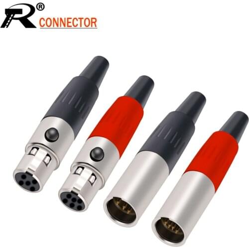 100pcs/lot Mini XLR 3/4/5 Pin Plug Jack Male / Female Coupler Soldering MIC Cable Wire Connector Small XLR Microphone Socket