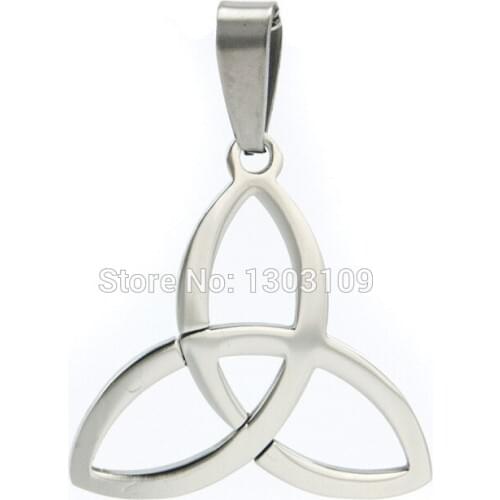 50pcs jewelry Three petal flower burnish polished triangle Pendant stainless steel Necklace Pendant for women wholesale price