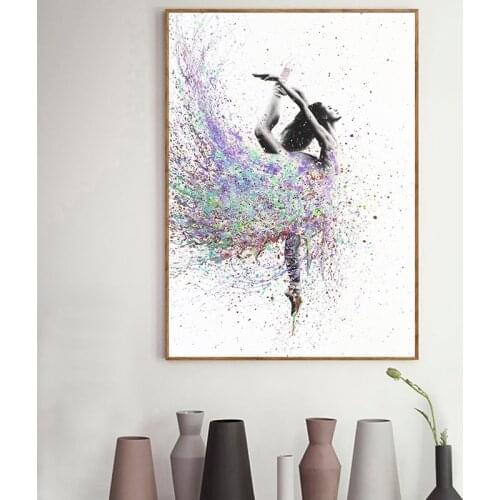 Abstract Dancing Girl Poster Canvas Painting Ballerina Posters and Print Quadro Wall Art Picture Cuadros for Living Room