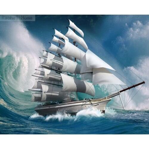 Diamond Embroidery Diy Diamond Painting Cross Stitch Kits Diamond Mosaic Sailboat Full Square Diamond Embroidery CS132