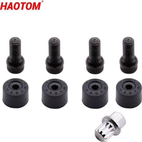 Car Steel Wheel Bolt & Lock Lug Nut Set With Key For AUDI VW Golf Jetta Bora Beetle Passat M14*1.5MM Black 1K0698137 10 Teeth