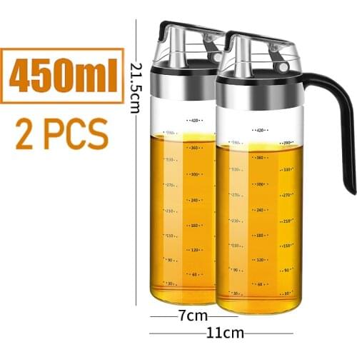Large Olive Oil Dispenser Bottle Auto Flip Condiment Container Automatic Cap and Leakproof Vinegar Glass Cruet
