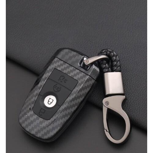 For Ford Escort Mondeo Focus Ecosport Kuga Edge Everest Protection keychain Car carbon fiber key case auto Decorative accessorie