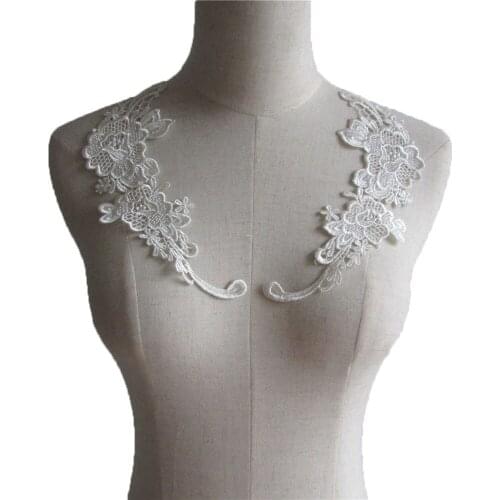 Black and white embroidery clothing applique fabric sewing lace chest butterfly decoration DIY craft supplies accessories