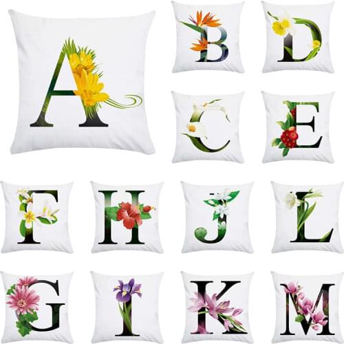 Flower Letter Decorative Cushion Cover Pillow Pillowcase Polyester 45*45 Throw Pillows De Almofadas Decorative Pillowcase TP74
