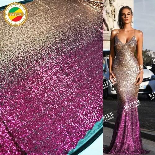 Elastic Sequins Net Lace Fabrics With Guipure Stretch Material Sequined High Quality African 2021 Rose Red Mesh Tulle Laces