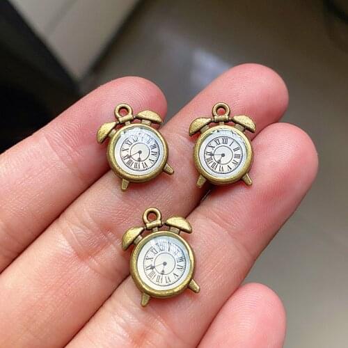 12pcs Retro Enamel Clock DIY Handmade Pendant Necklace Bracelet Earrings Accessories Charms Findings Jewelry Making Supplies