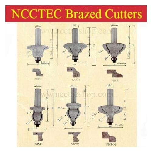 [ European style I, II, III, IV, V,VI,VII] diamond vacuum brazed profile cutters with 1/2" Shank | stone kitchen tops OG ogee