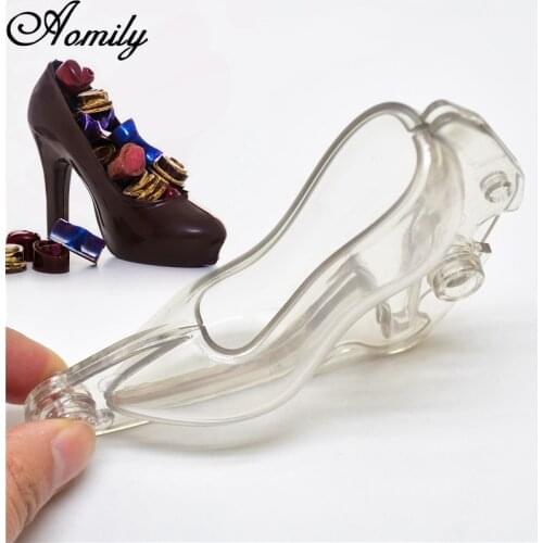 Aomily 3D Chocolate Mold High Heel Shoes Swan Candy Sugar Paste Molds Cake Decorating Tools Home Baking Sugar Craft Wedding Cake
