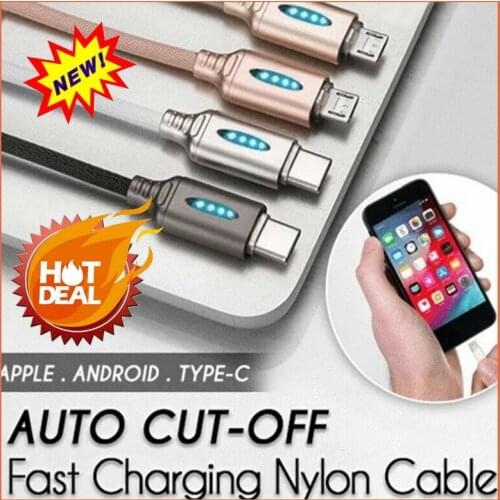 Data Cable Power-off Protection Mobile Phone Cable Type C Android Cable Mobile Phone USB Charging Cord Weaving Yarn Cord