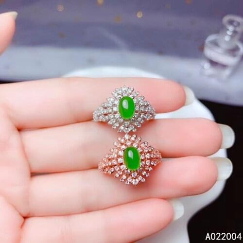 KJJEAXCMY fine jewelry 925 sterling silver inlaid natural Jasper new Female ring lovely Support Detection