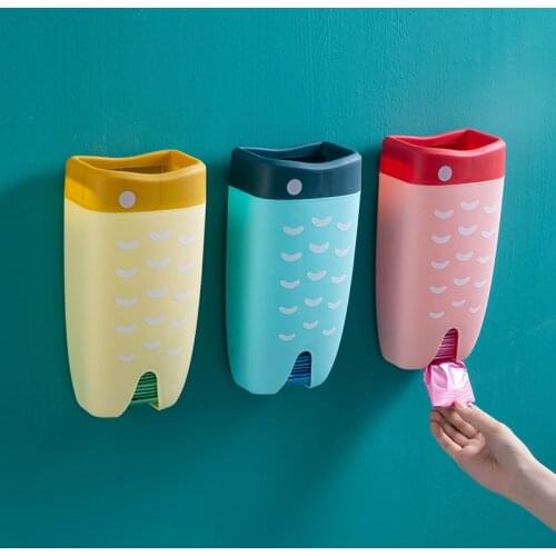 Creative home koi garbage bag storage box free perforated wall hanging garbage bag kitchen plastic bag sundries storage box