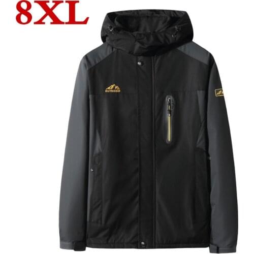 Big size 8XL Mens Casual Waterproof Jacket Winter Tourism Windbreaker Thicken Fleece warm Jacket Male Windproof Hooded Coat