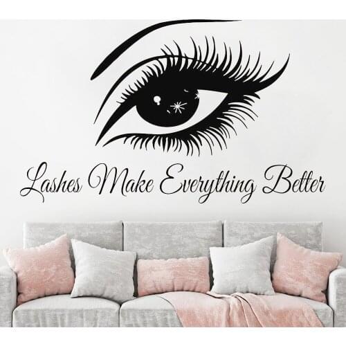 Hot Eyelash wall sticker Vinyl Eyelashes Wall Decal Window Sticker Beauty Salon Woman Face Lashes Eyebrows Brows Handmade HY53