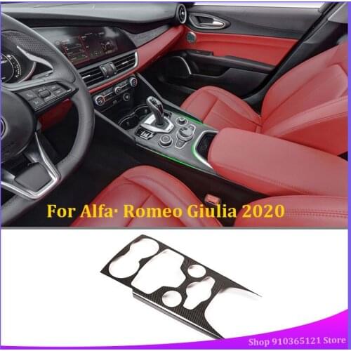 Real Carbon Fiber Car Gear Large Panel Frame Decorative Protective Cover For Alfa Romeo Giulia2020 Car Interior Accessories