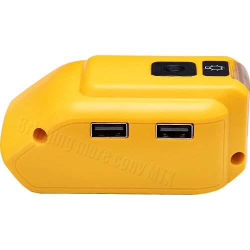 Newest Adapter Portable LED Light Working Lamp with two USB for Mobile Phone Charger suit For Dewalt 18V 20V Li-ion Battery