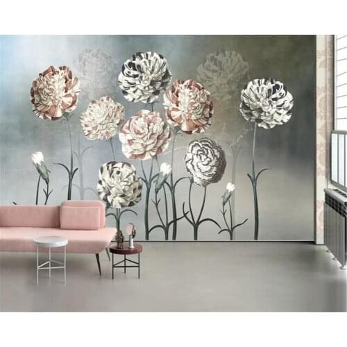 Beibehang Custom Photo Wallpaper painting 3d atmosphere flower blue fresh floral TV background wall wallpaper for kids room