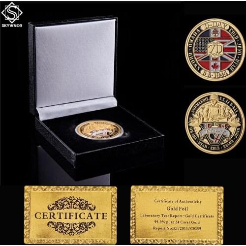 1944.6.6 D-Day Normandy War II WWII 70th Anniversary Challenge Commemorative Coin W/ Luxury Box Display