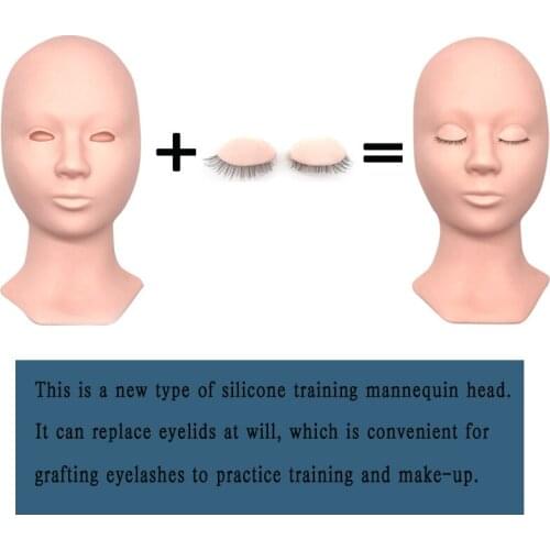 Hot Sale Replaceable eyelids Eyelash Grafted Training Mannequin Head Practice Make Up Massage Eyelash Extensions Training Model