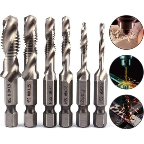 Hand Tap Drill Hex Shank HSS Screw Spiral Point Thread Metric Plug Drill Bits M3 M4 M5 M6 M8 M10 Hand Tools