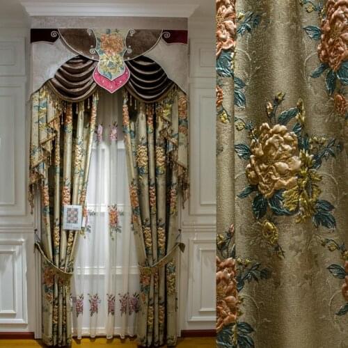 Chenille Luxury 4D jacquard villa curtain For Living Room Window Curtain Bedroom Embroidered Tulle Curtain Luxury Home Decor