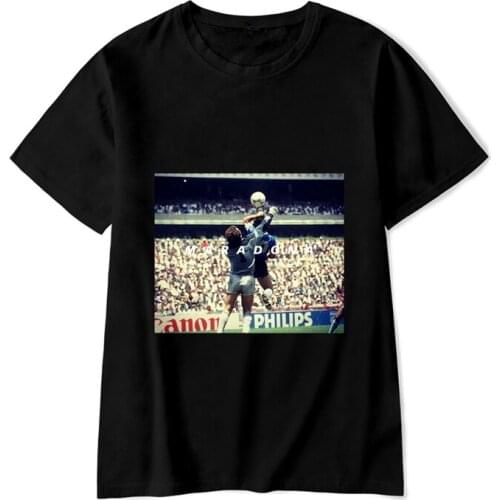 SUNOWE Maradona Printed Tshirt Hand of God Short Sleeve Goal of the Century D10S Signature T-shirt Football Napoli O-NeckTops