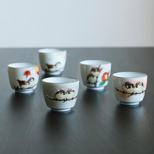 Burn imported from Japan nakamura TaoZhiRen hand-painted finches play figure ceramic cups masters cup sample tea cup