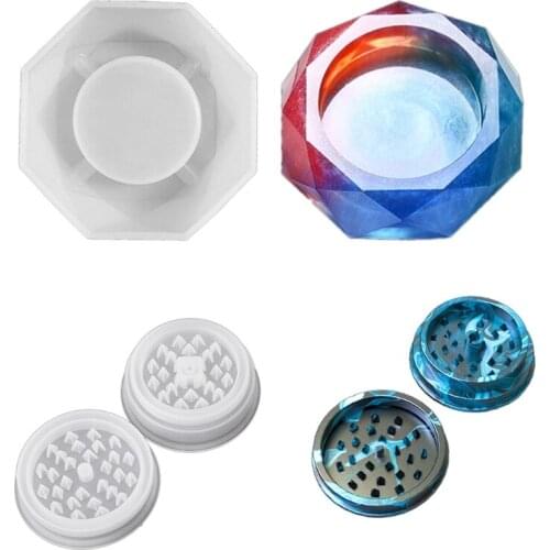 T5UF Round Ashtray Mold Spice Grinder Mold Easy Clean Silicone Making Tool Unique Birthday Gift for Family Friend DIY Craft