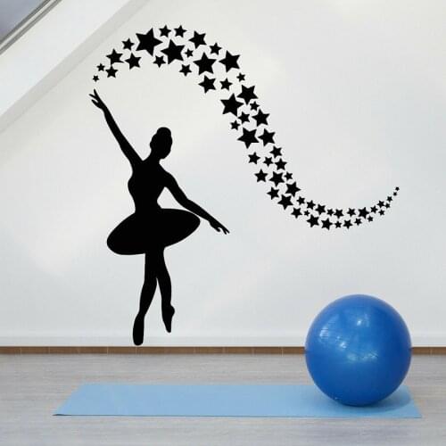 Ballet Wall Decal Ballerina Dancing Ballroom Concert Interior Decor Stars Window Vinyl Sticker Kids Girls Bedroom Mural S1101