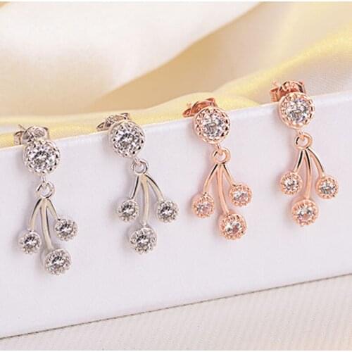 Everoyal Charm Girls Rose Gold Earrings Jewelry For Women Fashion 925 Sterling Silver Earring Female Lady Accessories Stones