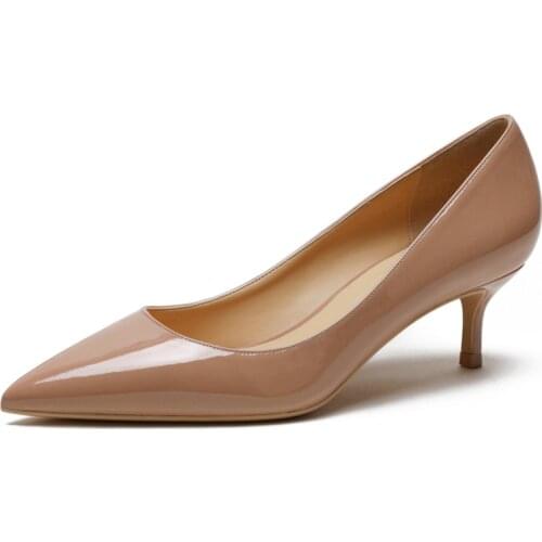Female New Women Pumps Solid Color 3cm 5cm 6cm High Heels Lady Sheepskin Patent Leather Thin Heel Autumn Pointed Toe Shoes A002