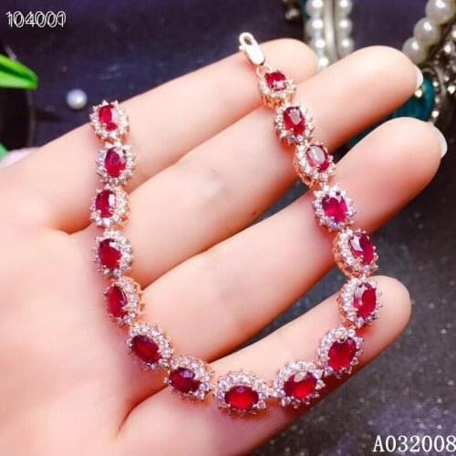 KJJEAXCMY fine jewelry 925 sterling silver inlaid natural ruby bracelet delicate female fashion gemstone bracelet support test