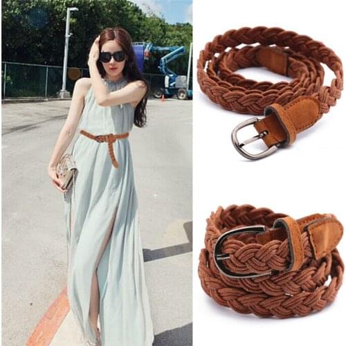 Women Fashion Elastic Cinch Belt Wide Stretch Waist Band Hemp Rope Braid Belt