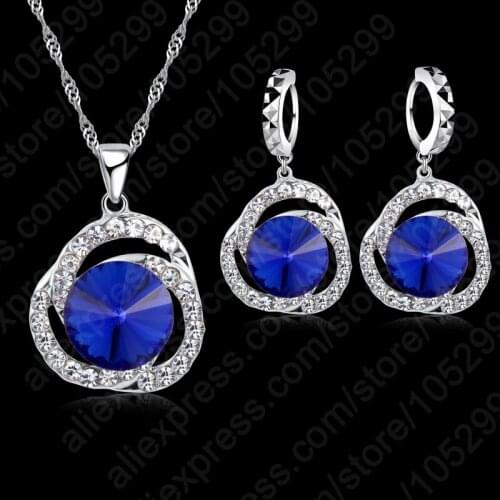 Top Quality Elegant Luxury Design New Fashion 925 Sterling Silverful Cubic Zircon Crystal Drop Jewelry Sets Women Gift