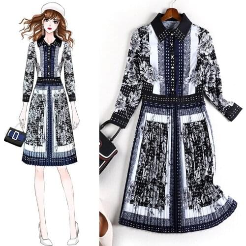 Womens 2021 Spring New Printed Chiffon Dress
