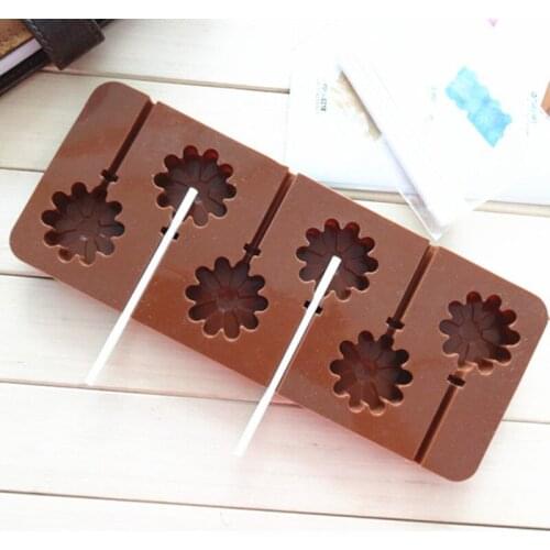 1Pc New Cute Sun Flowers Shape Lollipop Mold DIY Handmade Cake Decoration Jelly Chocolate Silicone Mold