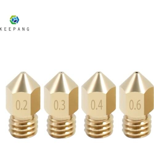 10Pcs MK8 Nozzle 0.2 0.3 0.4 0.5 0.6 0.8 1.0mm Copper Nozzle Extruder Threaded 1.75mm Filament Brass Nozzle 3D Printer Part