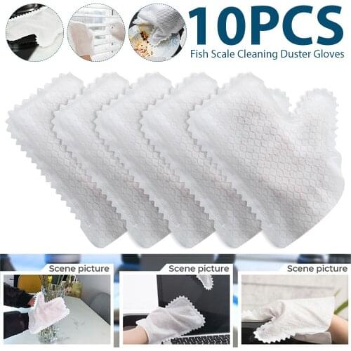 10 pcs/pack Disposable Mitt Glove Cleaning Duster Gloves Fish Scale Disposable Easy Remove Dust Gloves Bamboo fiber Gloves