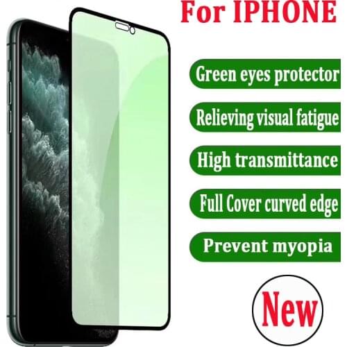 100PCS For iPhone 12 pro/11 Pro Max/678 Plus/XR/XS Full Glue Curved Edge Green eyes Protective Tempered Glass Screeen Protector