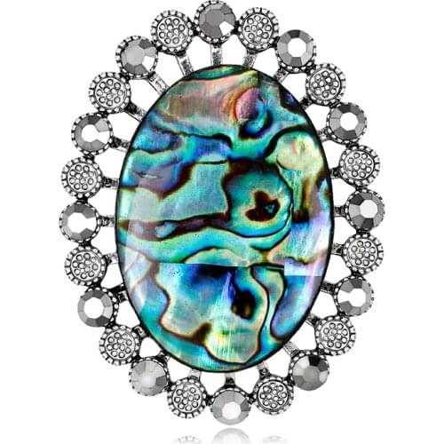 20 pcs/lot Fashion Jewelry New Oval Shaped Shell Brooch Pin For Women Men Gift Luxury Brooch